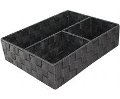 Compactor Cesto 3 Scomparti Cesto, 3 Scomparti, 32 x 25 x 8 cm, Tessuto Intrecciato, Tessuto, Grigio