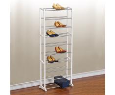Scarpiera scaffale con 10 ripiani plastica metallo 52 x 24.5 x 139 cm per 30 paia di scarpe