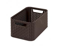 CURVER 205824 Style - Cesto per sistemazione, Effetto Rattan, Misura S, Polipropilene di seconda Generazione