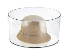 mDesign scatola rotonda - contenitore con coperchio e organizer per cinture, sciarpe, accessori e giocattoli - grande, trasparente