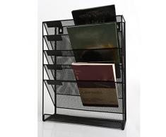 Catekro Portadocumenti a Rete Impilabile a 5 Ripiani, Portariviste a Parete, Organizer Da Scrivania Per Accessori, Vassoio Per Carta E Lettere Per Soggiorno, Ufficio, Scuola 33 * 11 * 43 CM (Nero)