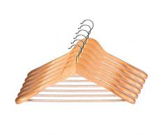 KADAX Grucce appendiabiti in legno, per vestiti, camicie, abiti, pantaloni, gonna, gancio girevole a 360° in metallo, appendiabiti con barra antiscivolo, 45,5 x 6 x 22,5 cm