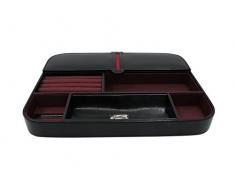 Cordays CDM-00008 - Contenitore Svuota Tasche Deluxe in Vera Pelle con Comparti Molteplici, Compartimenti per lOrganizzazione dellUomo, Colore Nero