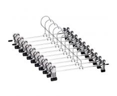 MengH-SHOP Grucce per Pantaloni Antiscivolo Appendini per Pantaloni in Metallo Grucce per Gonne con Clip Regolabili Gruccia Appendiabiti per Slacks, Jeans, Gonna 28.5cm (Set di 10)