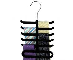 HANGERWORLD 3 Portacravatte per 12 Cravatte e Cinture Salvaspazio in Velluto Nero Antiscivolo per Armadio