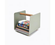 VeniceArt, Portariviste da Terra in Acciaio e Legno, Organizer Porta Giornali Design Moderno, L35xP32xH33, Made in Italy (Verde fossile)