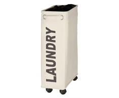 WENKO 3450113100 Portabiancheria Corno beige - cesta della biancheria, 43 L, Poliestere, 18.5 x 60 x 40 cm, Beige