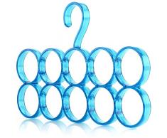 HANGERWORLD Portasciarpe Porta Accessori in Plastica Blu per 10 Sciarpe per Armadio