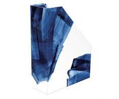 Clairefontaine 115726C - Portariviste in cartone, motivo acquerello blu indaco 25 x 10 x 32,5 cm, carta finitura lucida, collezione indaco