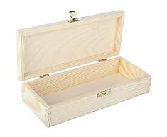 Creative Deco Scatola Lunga in Legno con Coperchio | 24 x 10.5 x 5.7 cm | Chiusura | Cassetta Conteniore Portaoggetti Portagiochi Cofanetto | Perfetta per Decoupage Documenti Giocattoli Attrezzi