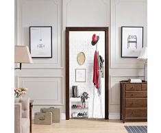 GSKBDQ 3D Stickers Porta Adesivo Porta Carta da Parati per Porta Poster Adesivo da Porta Scarpiera Appendiabiti Bianca PVC Impermeabile Autoadesivo 3D Adesivo Porta Vinile Adesivi Porte 77X200Cm