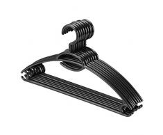 logei® 20 Pezzi Grucce Appendiabiti in plastica Antiscivolo per Pantaloni e Cravatte Sottile di per Abiti e camiciesciarpe Nero