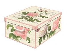 KANGURU 1 Unità, Scatola armadio in cartone, scatola per vestiti e biancheria, per cambio stagione, ROSE 49x40xh24 cm. Scatole cartone con coperchio rettangolari, scatole per armadio bambini.