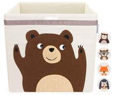 GLÜCKSWOLKE Baule Portagiochi Bambini - 15 Motivi I Contenitore per Giocattoli con Coperchio I Scatola Portaoggetti (33x33x33) compatibile con Scaffale Kallax I Cesta porta Giochi Cameretta I Orso