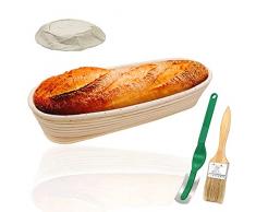 YOCZOX Cestino ovale da lievitazione, Banneton Proofing 14 inch rotondo Banneton Brotform per pane e impasti Proofing Rising Rattan ciotola(1000g di impasto - 35 cm)