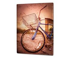 Cartello Targa in Metallo XXL Nostalgico Bicicletta Cestino della bicicletta duna