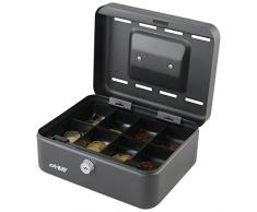 HMF 3088 Cassetta Portavalori, Money Box, Salvadanaio, 8 Slot Deposito, Cassaforte, 20 x 15 x 8,5 cm, Nero