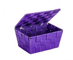 Wenko Adria - Cestino portaoggetti con coperchio, in polipropilene, 19 x 10 x 14 cm, Plastica, Violet, 19 x 10 x 14 cm