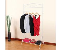 Songmics Nuovo Stand Appendiabiti Stender Attaccapanni di Ferro Stile Anticato Classico Bianco HSR01W