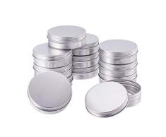 BENECREAT 12 Pack 100ml Lattina di Alluminio Scatola Rotonda in Alluminio con Tappo a Vite Contenitori in Metallo - Ideale per Conservare Spezie, Dolci, tè o Pillole (Platino)