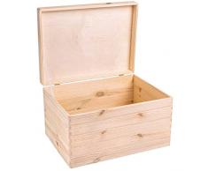 Creative Deco XXL Grande Scatola Legno con Coperchio | L40 x P30 x H24 cm (+/- 1) | Conteniore per Documenti Attrezzi Portaoggetti Portagiochi Non Verniciato Da Decorare | RUVIDO E NON LEVIGATO