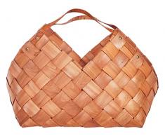 Cesta fatta a mano con maniglie portariviste in legno naturale Qara