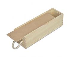 Creative Deco Scatola in Legno Vino | 1 Bottiglia | Manico Corda e Coperchio Scorrevole | 35.5 x 10.5 x 10.5 cm | Cassetta Confezione Perfetta per Regalo Decoupage Stoccaggio Decorazione Artigianato