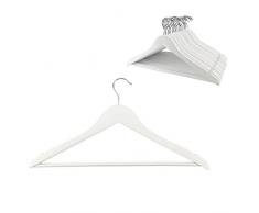 D.RECT Giacche Massiccio | 20 Pezzi | Appendiabiti in Legno | Tacche nella Zona delle Spalle | Pantaloni, Ganci Girevoli a 360° | Bianco, richtige Größe