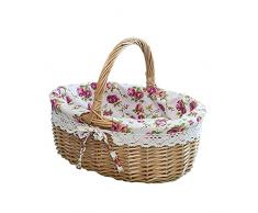 Hpory Cesto di Vimini Intrecciato a Mano, Cestino da Picnic con Manici Cesto per Uova di Pasqua e Cestino di Caramelle Cesto Regalo per Bambini a Mano