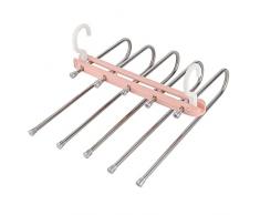 Porta Pantaloni,Grucce Pantaloni,Inossidabile Grucce Pantaloni,Appendini Portatili Multifunzionali,Antiscivolo Appendiabiti Per Pantaloni Magici,Per Jeans, Cravatta, Asciugamani (rosa)