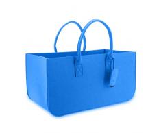 bs Borsa per la spesa in feltro riciclato, XXL, borsa in feltro riciclato, borsa per la spesa sostenibile in bottiglie PET grande per legna da ardere, pieghevole, cestino in feltro blu