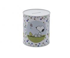 CYPBRANDS Snoopy - Salvadanaio in metallo, per bambini, portamonete, dimensioni 10 x 10 x 12 cm, Multicolore , Prodotto ufficiale, HM-502-SY