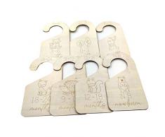 lopituwe 7 pezzi Divisorio per armadio per bambini Appendiabiti in legno Ganci per riporre la cucina in tiglio, Legno di cotone