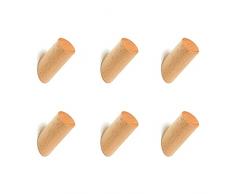 Ksvaye 6 Pezzi Appendini da Muro Appendi Abiti per muro 8CM Ganci da Parete in Legno Naturale Attaccapanni da Muro Legno per Vestiti, Sciarpa, Cappello e Borsa