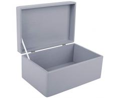 Creative Deco Grande Grigio Scatola in Legno con Coperchio | L30 x P20 x H14 cm (+/- 1) | Cassetta Conteniore Portaoggetti Portagiochi Cofanetto | Perfetta per Decoupage Documenti Giocattoli Attrezzi