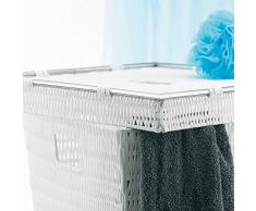 kela 21083 - Cesto di vimini per biancheria, modello Nobless, colore: Bianco