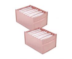 2 pcs Organizzatore per Cassetti Armadio jeans Scatola Portaoggetti per Cassetti Pieghevole Organizer Cassetti Intimo Lavabile Scatole per Riporre con 9 Scomparti per Pantaloni,Jeans,Legging,Magliette