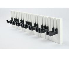 GMMH, Appendiabiti a parete, design: Pianoforte, 16 ganci, Bianco/Nero