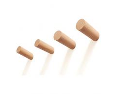 JINMURY Appendiabiti in Legno Naturale Cappello Montato a Muro Vintage Wall Decor Singolo Organizer appendini, Fatto a Mano Artigianale, 4 Pezzi Faggio