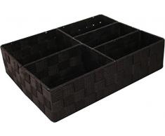 Compactor Cesto, 3 Scomparti, 32 x 25 x 8 cm, Tessuto Intrecciato, Tessuto, Cioccolato