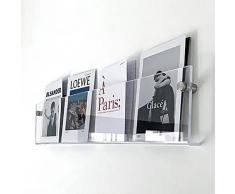 Portariviste Portariviste in Acrilico Fissato al Muro, Chiaro Portariviste per Ufficio Soggiorno con Accessori, Espositore per Brochure Sospeso a Parete (Size : 100cm(39 3/8))