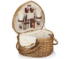 Cuore a Forma di Cuore Picnic Picnic Cestino Frutta Pallacanestro Rattan Storage Blu Portable Portable Regalo Blue Pastoral Carrello Picnic Smagazzinaggio cestello