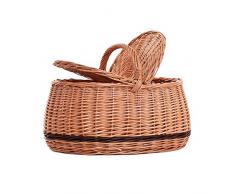 e-wicker24 - Cestino da picnic in vimini con coperchio, cestino da picnic