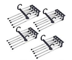 Gruccia Pantaloni, 4Pcs Appendini Salvaspazio Armadio, Antiscivolo Appendiabiti per Pantaloni Magici, Porta Pantaloni per Armadio,Gruccia Appendiabiti, Gruccia Pantaloni (Nero)