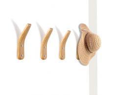 4 Pezzi Ganci in Legno Appendiabiti Ganci da Parete in Legno Naturale Forma di V Appendiabiti da Parete per Cappotti Appesi Cappelli Borse di Asciugamani