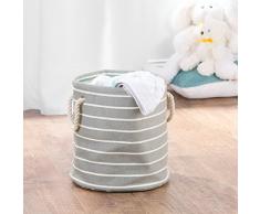 mDesign scatola per armadio in cotone - portaoggetti universale ideale per la cameretta - scatolone ottimo per il cambio stagione dei neonati- colore: grigio/crema