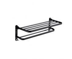 Towel Rack Portasciugamani Nero portasciugamani da Bagno mensola da Bagno ripostiglio Bagno Ciondolo in Stile Nordico Nero Ispessito audace e Resistente
