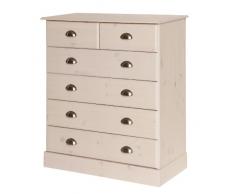 NJA Furniture - Cassettiera a 6 cassetti, 4 grandi e 2 piccoli, 91 x 82 x 39 cm, colore: Bianco