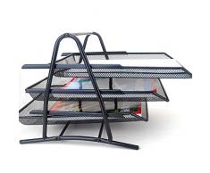 QZH Portariviste Portariviste Orizzontale in Metallo a Tre Strati Portariviste Moderno Minimalista Portadocumenti Portariviste (Nero, Taglia Unica)