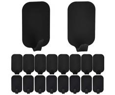 Chstarina 16 Pezzi Ganci Adesivi in Acciaio Inox, Gancio Appendiabiti, Ganci Portasciugamani, Gancio da Parete Impermeabile, Appendiabiti da Parete Autoadesivo per Bagno Cucina, Nero